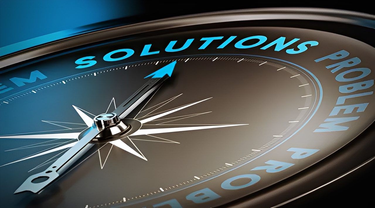 Problem-solving compass close-up